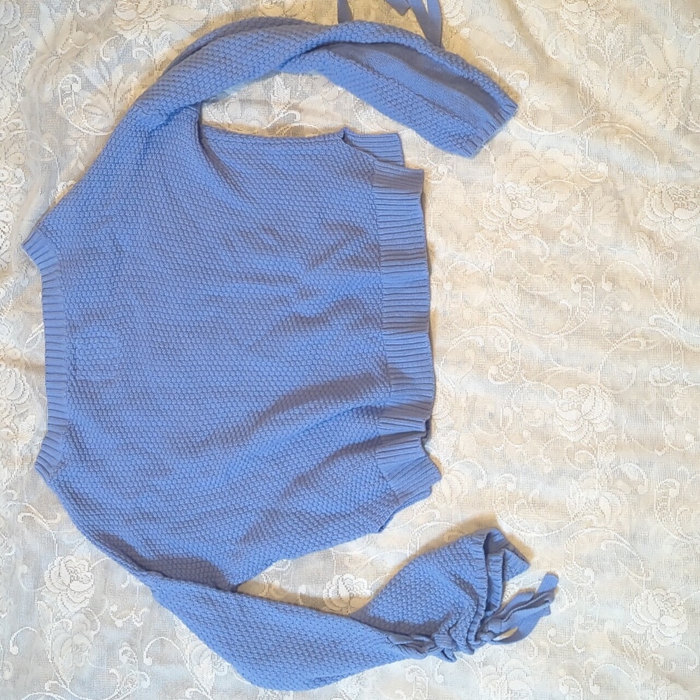 HOLLISTER BLUE SWEATER CROP LONG SLEEVE SIZE XS - Picture 4 of 4